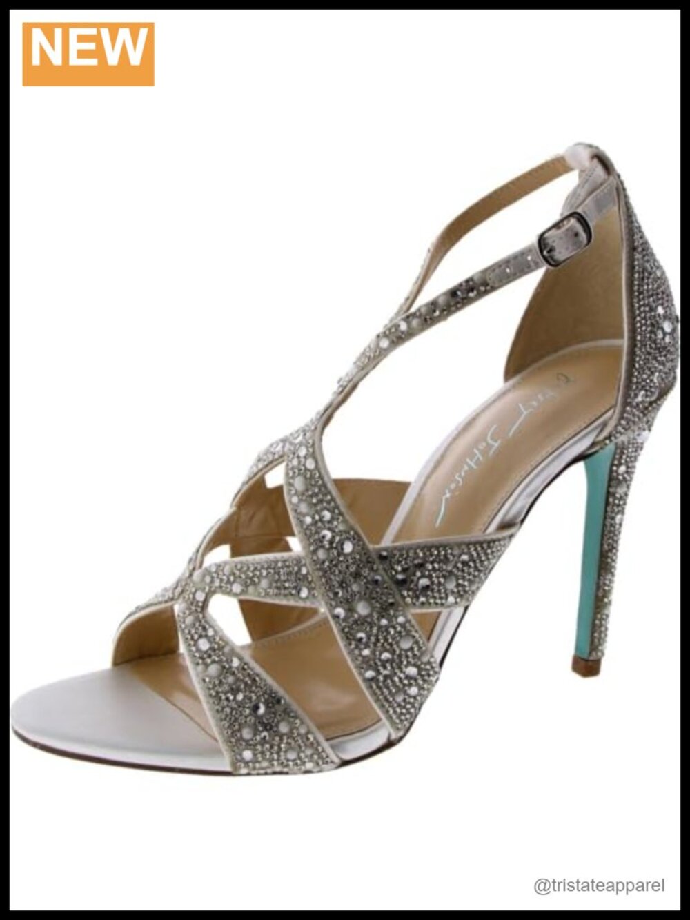 Strappy Rhinestone Stiletto Heeled Sandals Pointed Toe Ankle Strap Dressy
